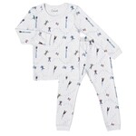 Coccoli COCCOLI - Long two-piece blue-grey modal pyjamas with winter fun pattern