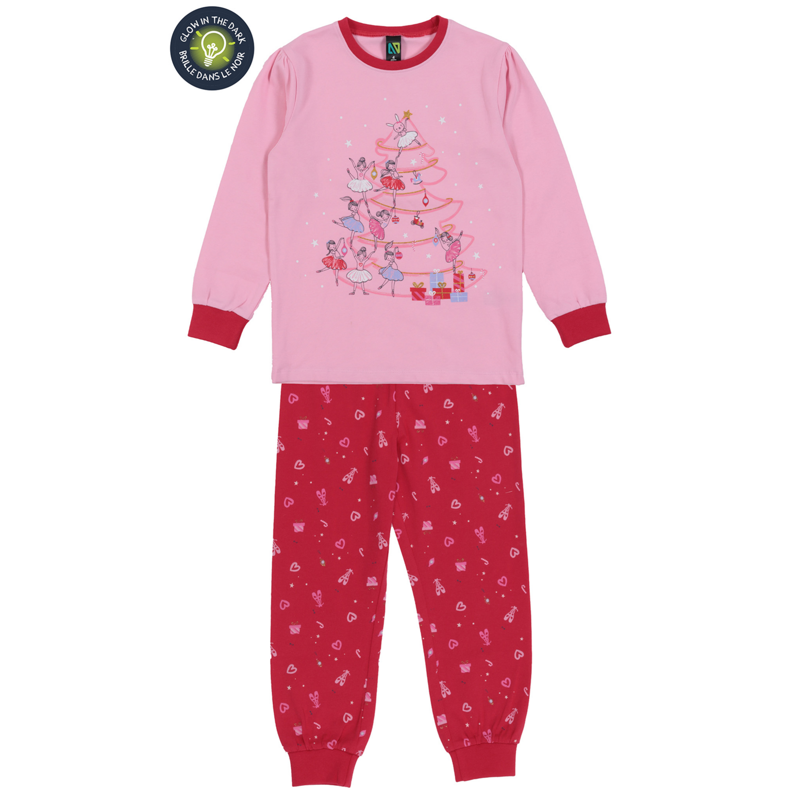 Nanö NANÖ - Pale pink pyjamas with a festive ballerina print