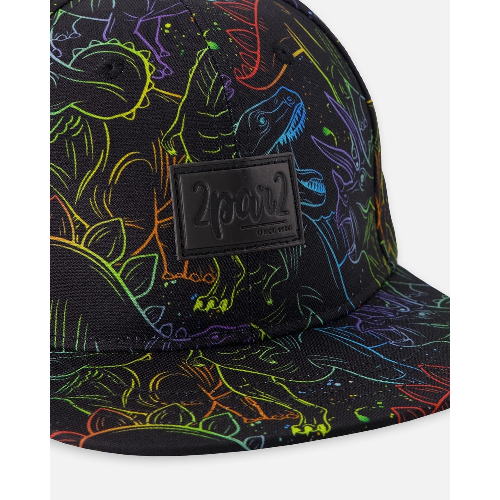 Deux par Deux DEUX PAR DEUX - Black Cap with Dinosaur Print