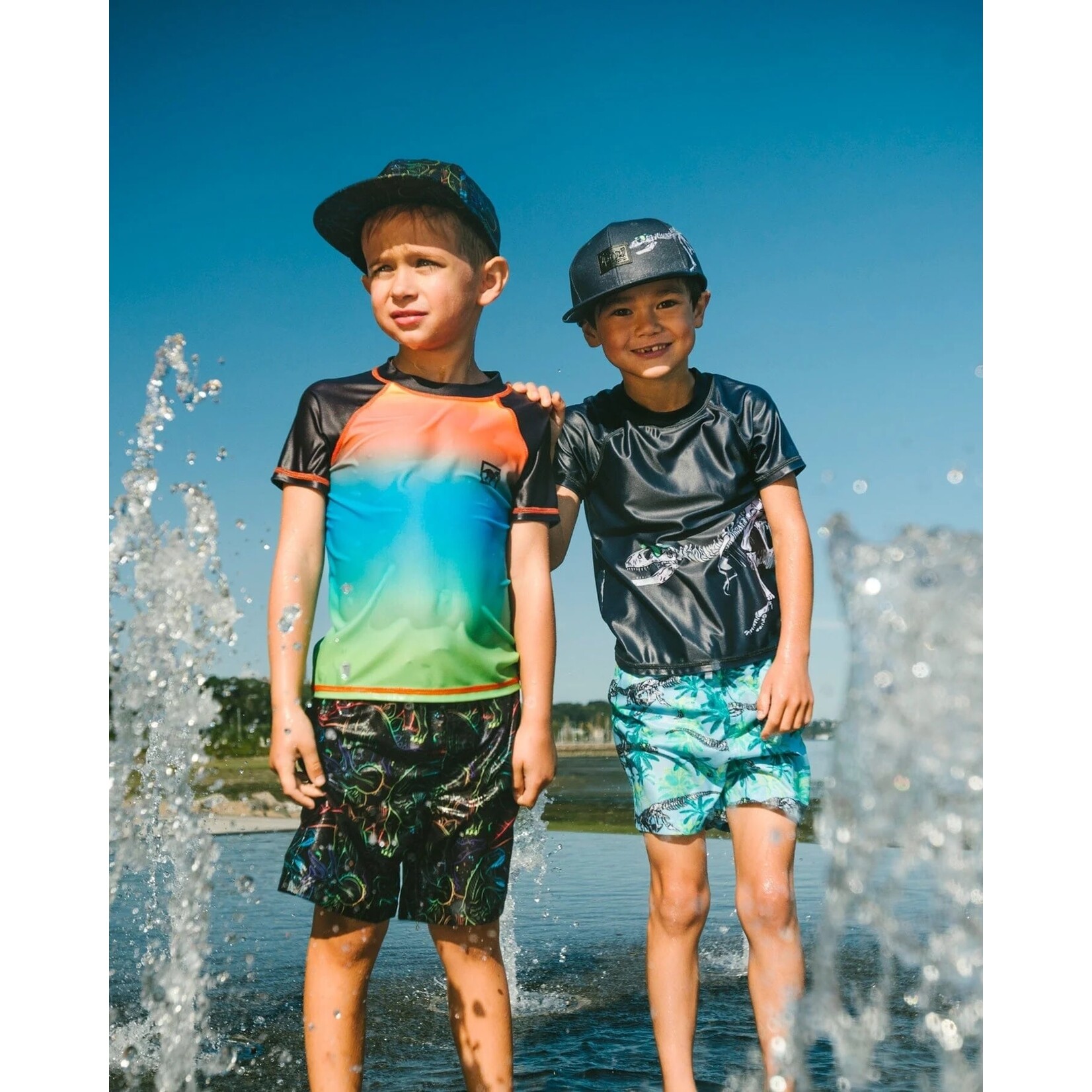 Deux par Deux DEUX PAR DEUX - Black Cap with Dinosaur Print