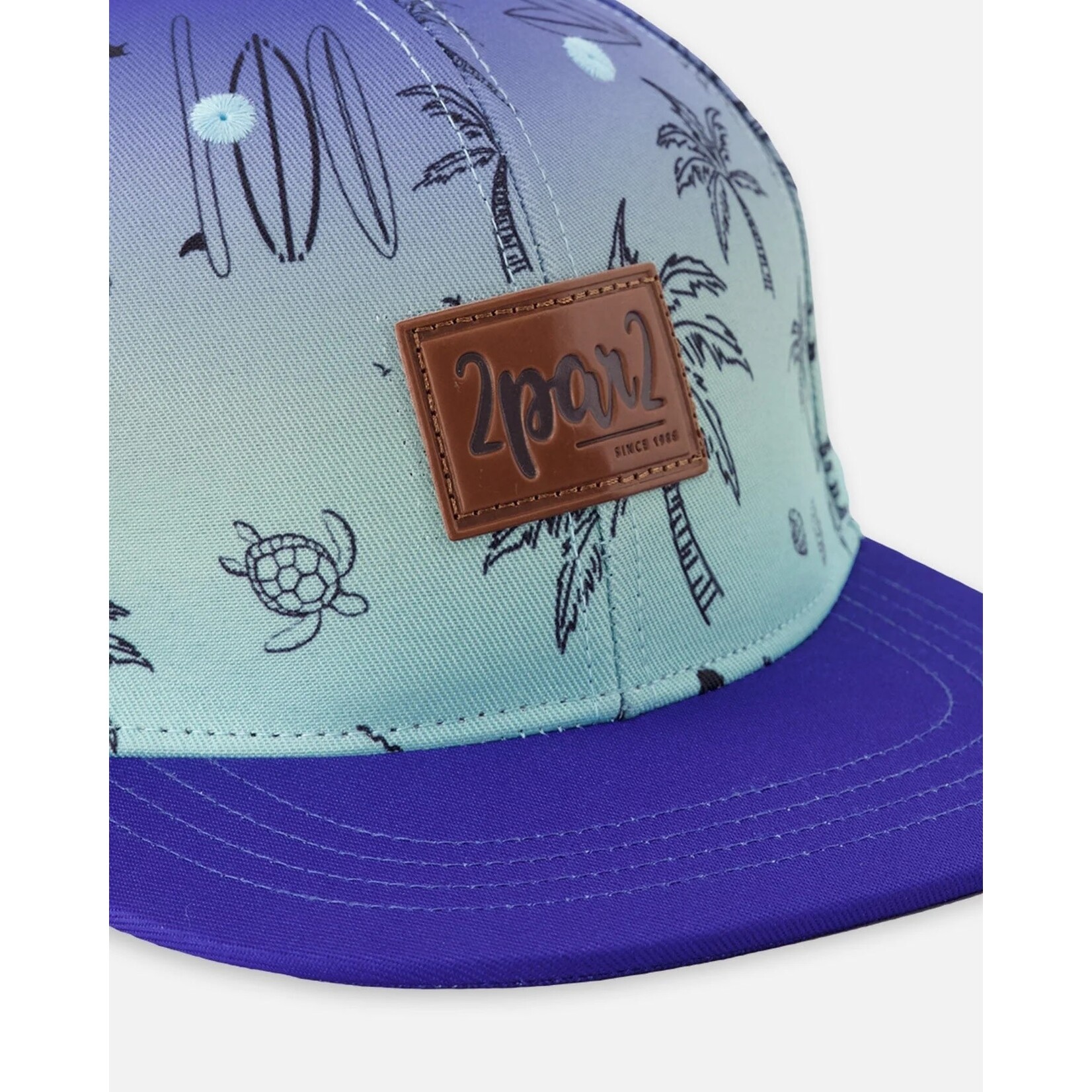 Deux par Deux DEUX PAR DEUX - Casquette à dégradé bleu et imprimé de la plage