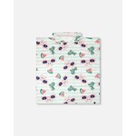 Deux par Deux DEUX PAR DEUX - Beach towel with blue hood, printed with pink flamingos and cacti 'Comme un poisson dans l'eau'