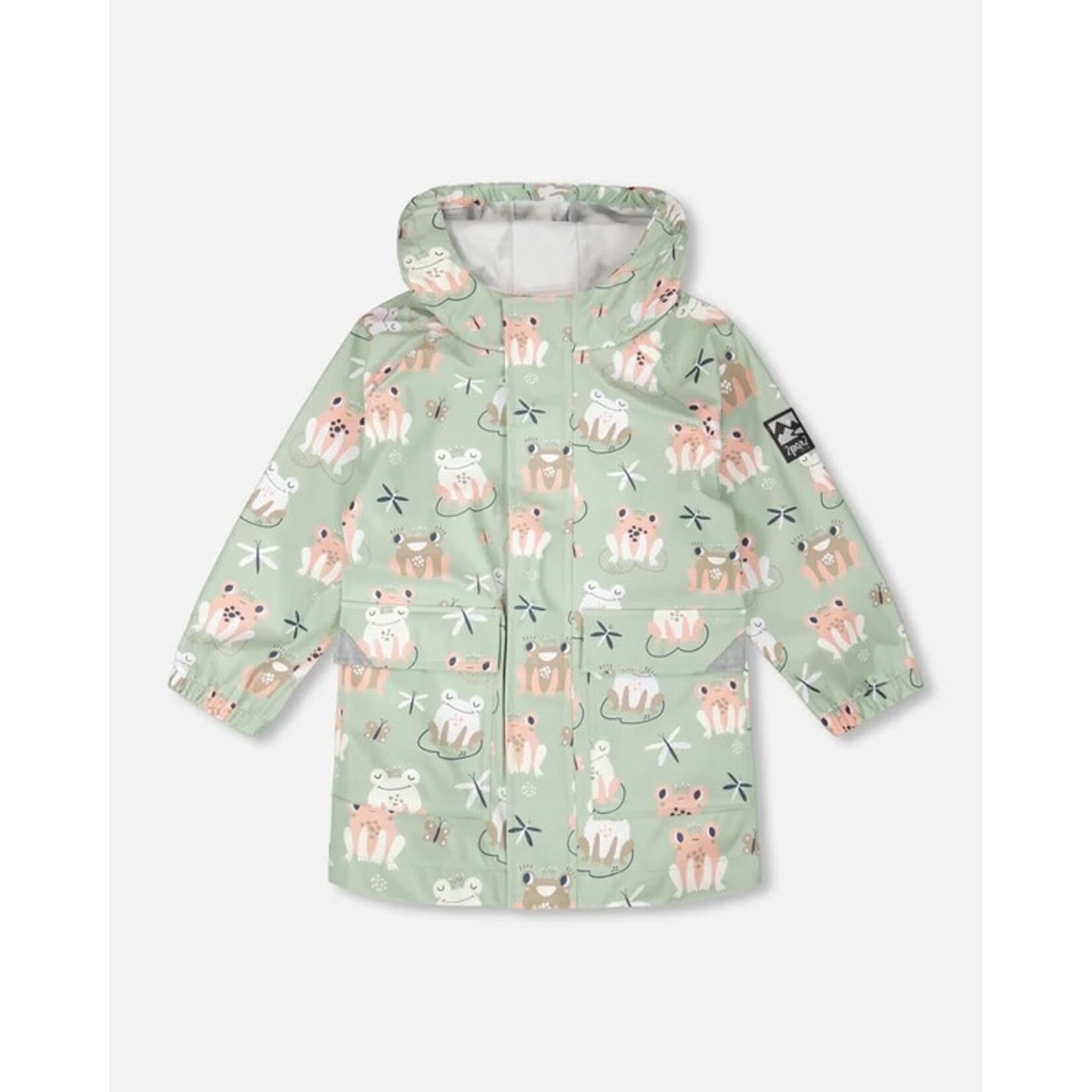 Deux par Deux DEUX PAR DEUX - Green raincoat with frogs that change color when in contact with water 'Brise du Printemps'