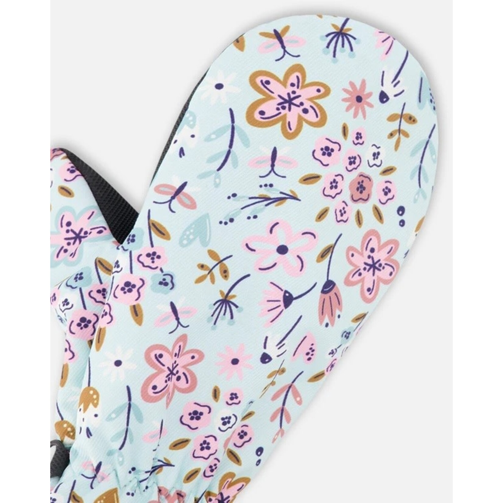 Deux par Deux DEUX PAR DEUX - Mid-season mittens in recycled polyester with a mini floral print 'Brise du Printemps'