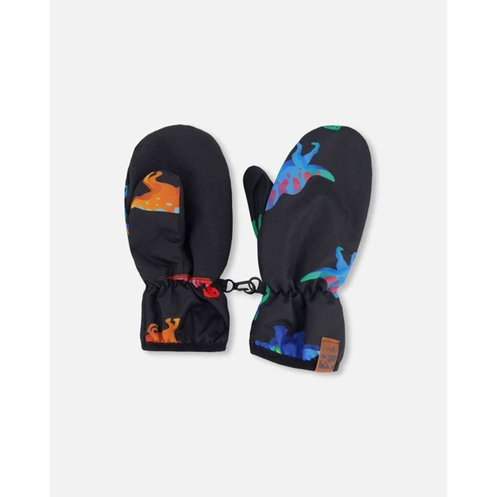 Deux par Deux DEUX PAR DEUX - Mid-season mittens made from recycled polyester with a dinosaur print 'Brise du Printemps'