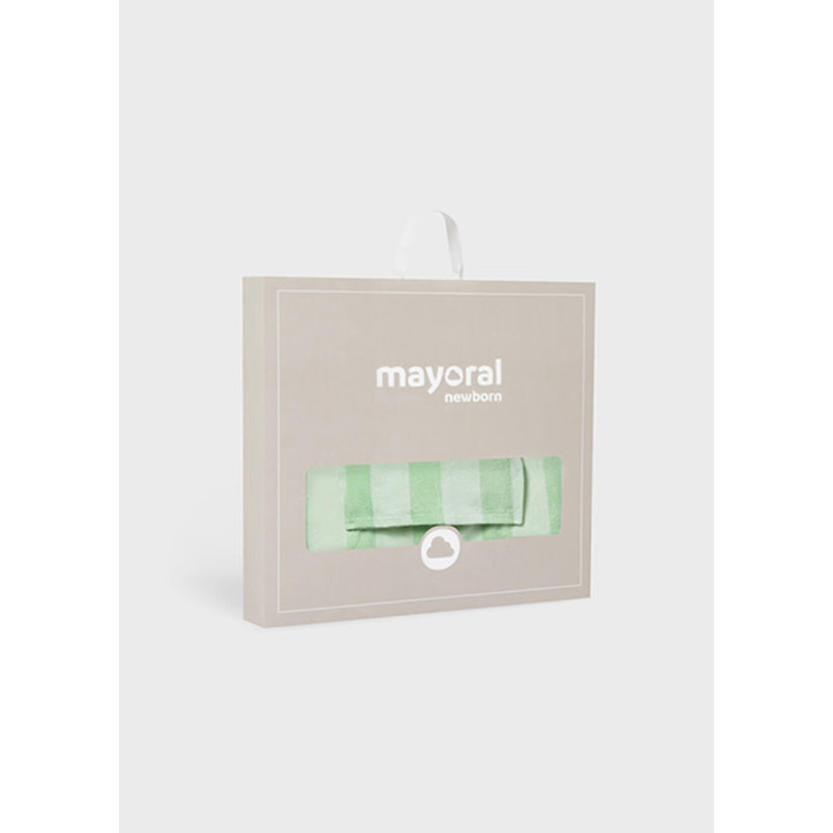 Mayoral MAYORAL - Hooded Beach Towel with Green Stripes and Animals