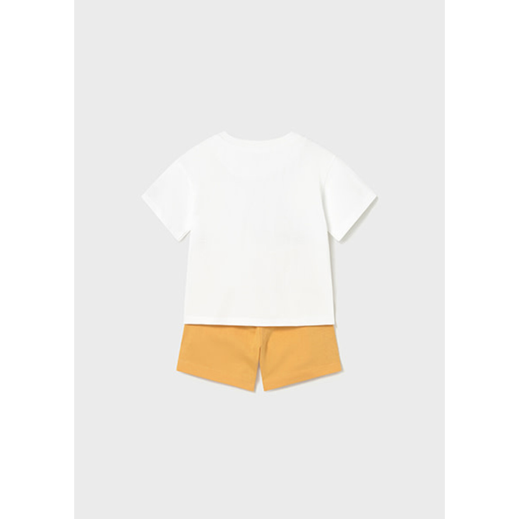 Mayoral MAYORAL - 2-piece set with a white sweater featuring a bicycle animal print and peach shorts