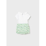 Mayoral MAYORAL - 2-piece set with white bodysuit and green shorts with daisy print