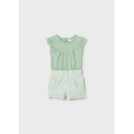 Mayoral MAYORAL - 2-piece set with green onesie and green and white striped shorts