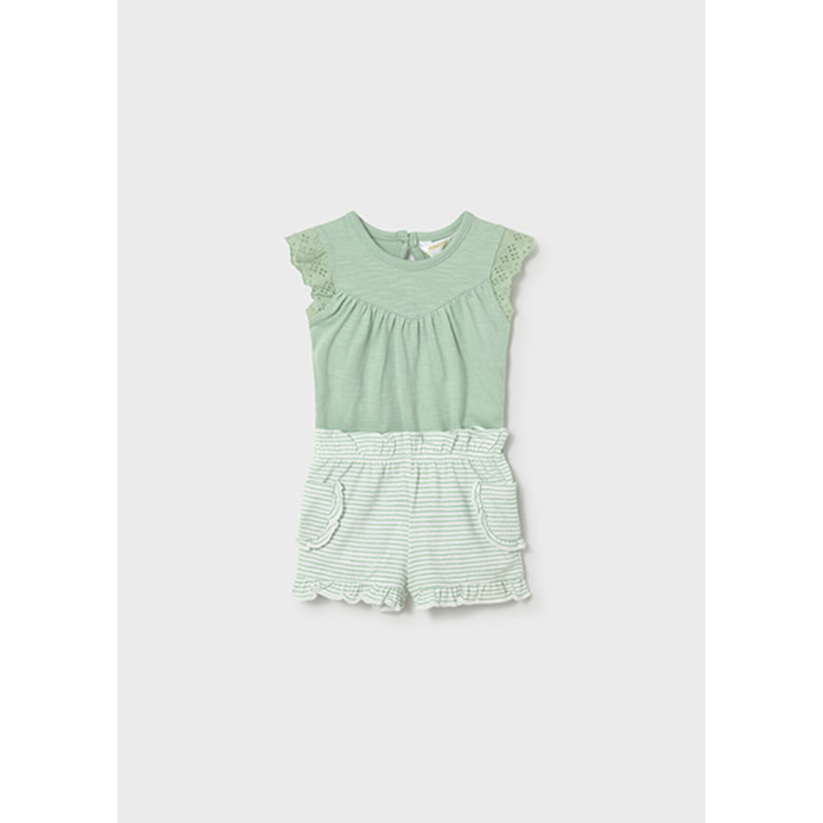 Mayoral MAYORAL - Ensemble  2 pièces avec cache-couche vert et short rayé verte et blanche