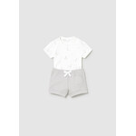 Mayoral MAYORAL - Two-piece ribbed set with white duck-patterned bodysuit and grey shorts