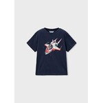 Mayoral MAYORAL - T-shirt bleu marine à manches courtes avec imprimé d'un vaisseau spatial