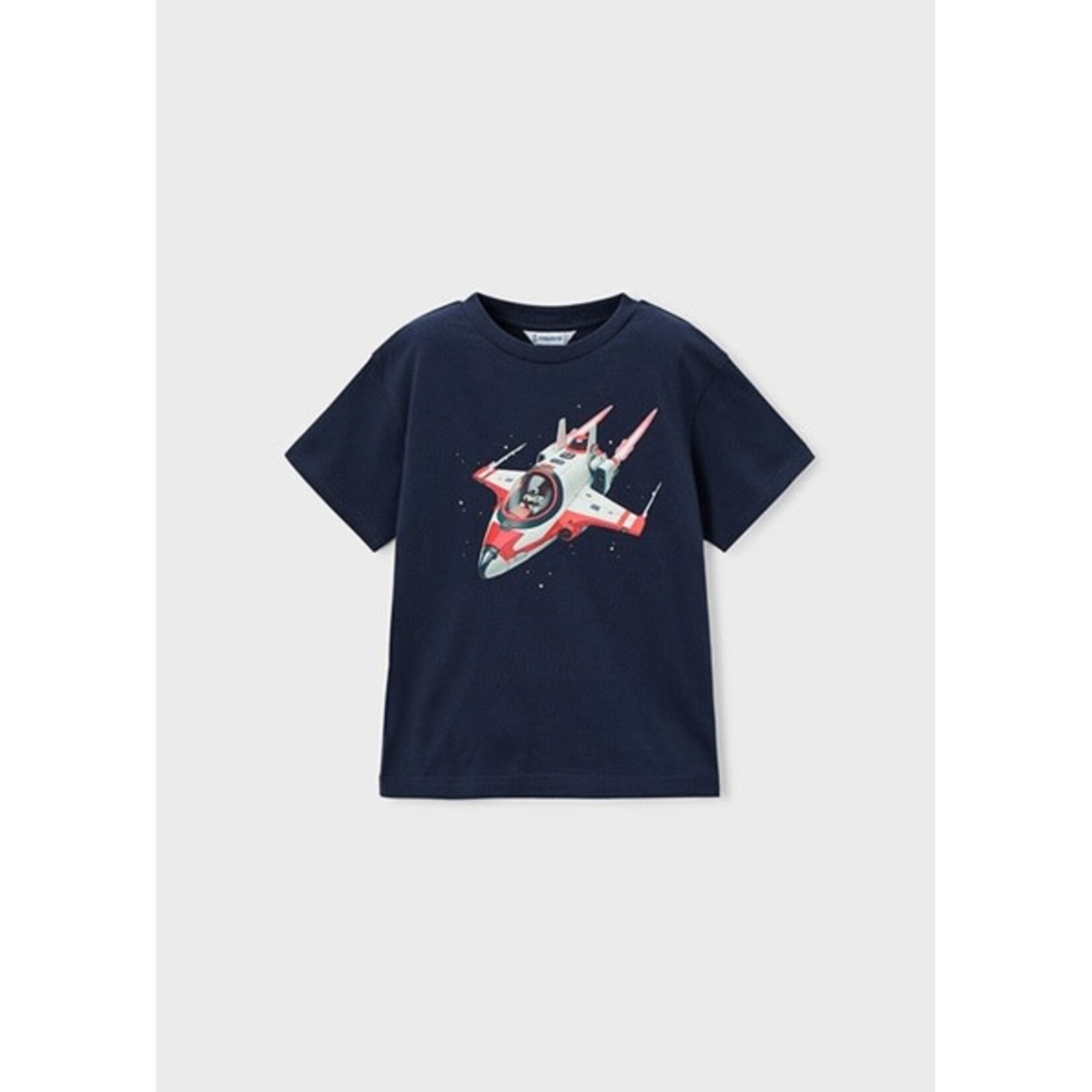 Mayoral MAYORAL - T-shirt bleu marine à manches courtes avec imprimé d'un vaisseau spatial
