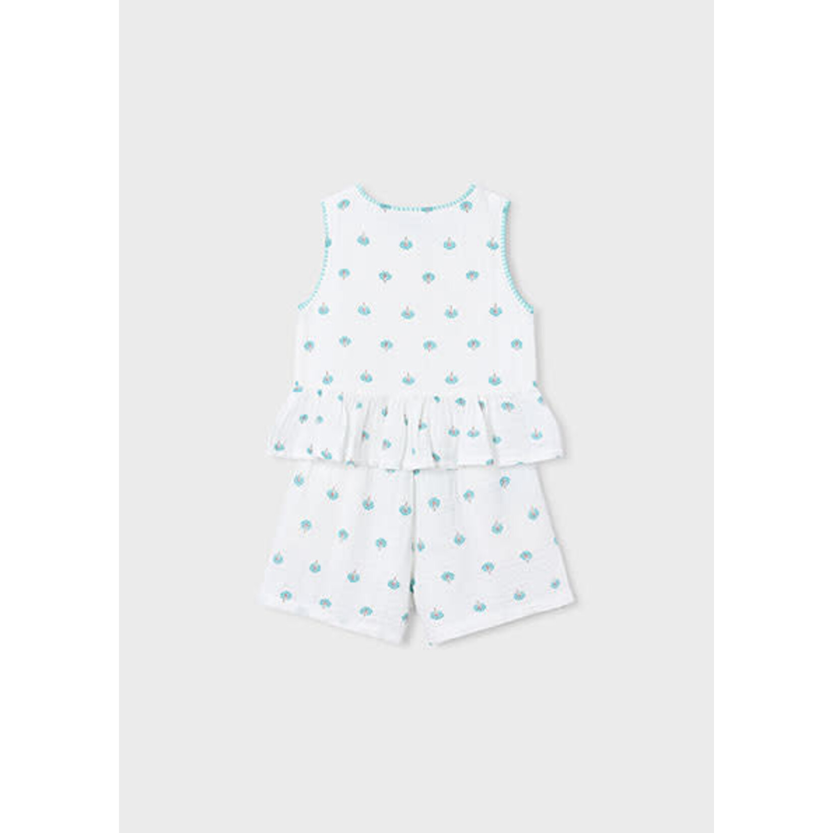 Mayoral MAYORAL - Ensemble 2 pièces - Camisole à volant et short léger blanc à motif de palmiers