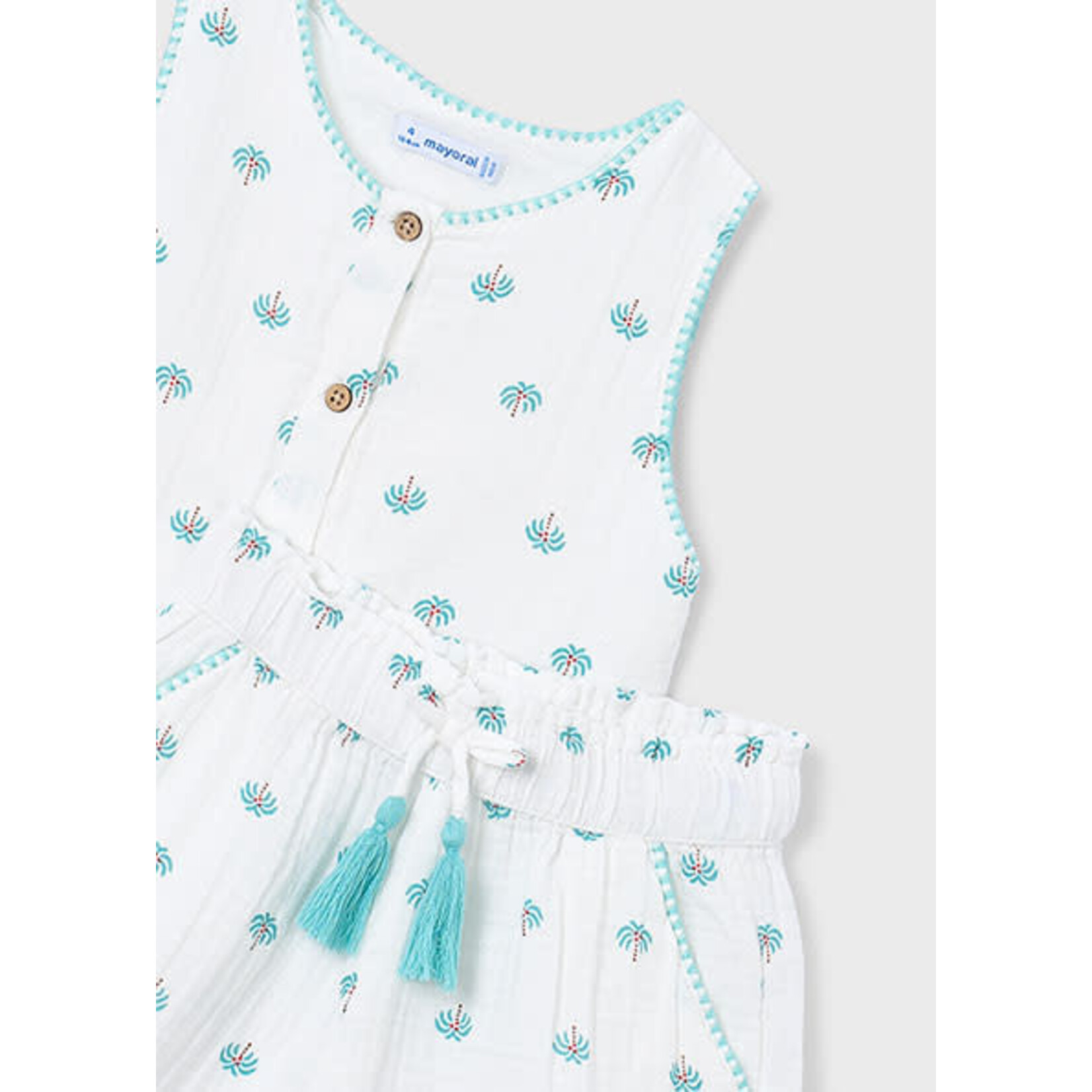 Mayoral MAYORAL - 2-piece set - Ruffled camisole and lightweight white shorts with palm tree print