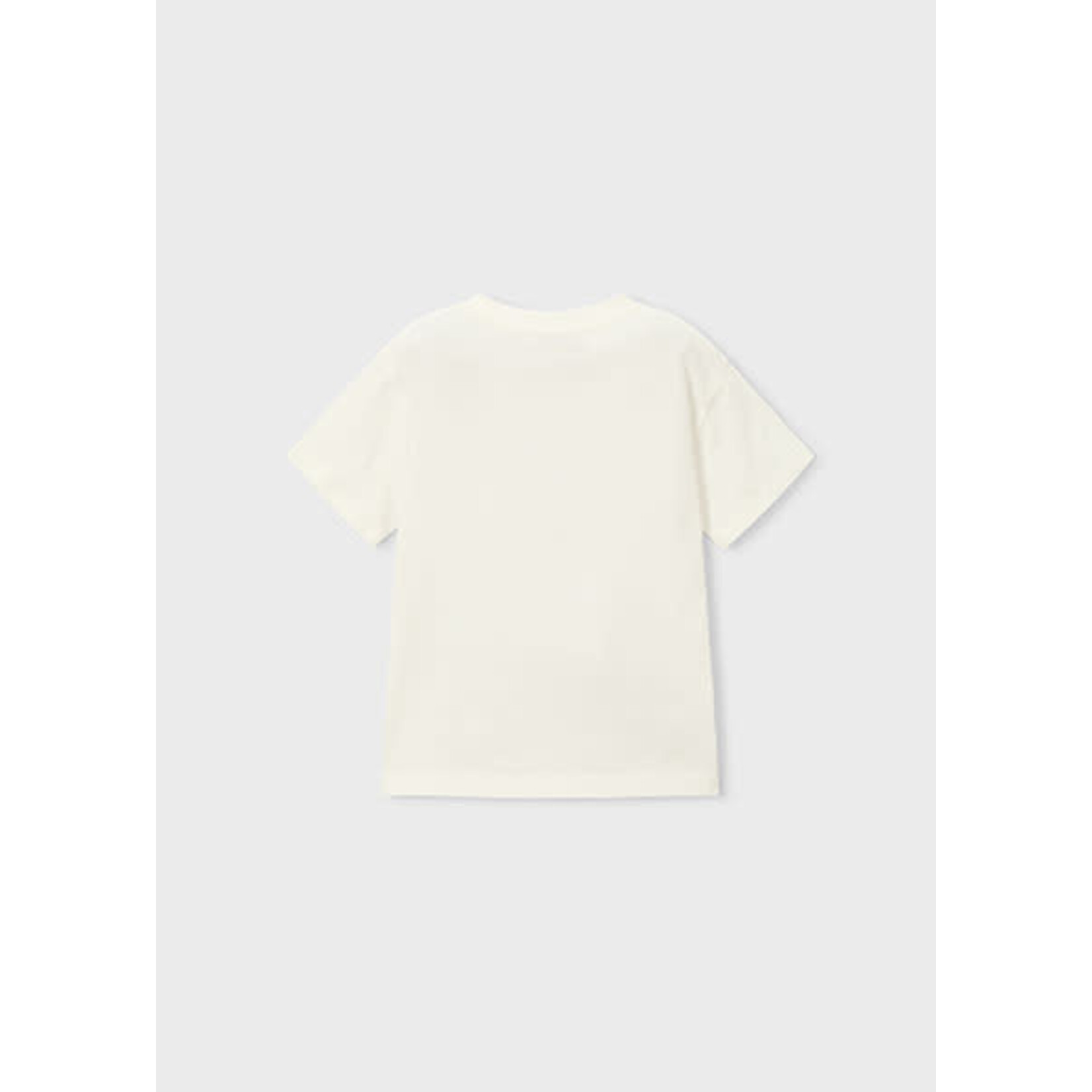 Mayoral MAYORAL - White short-sleeved T-shirt with a print of a cubic surfer monkey.