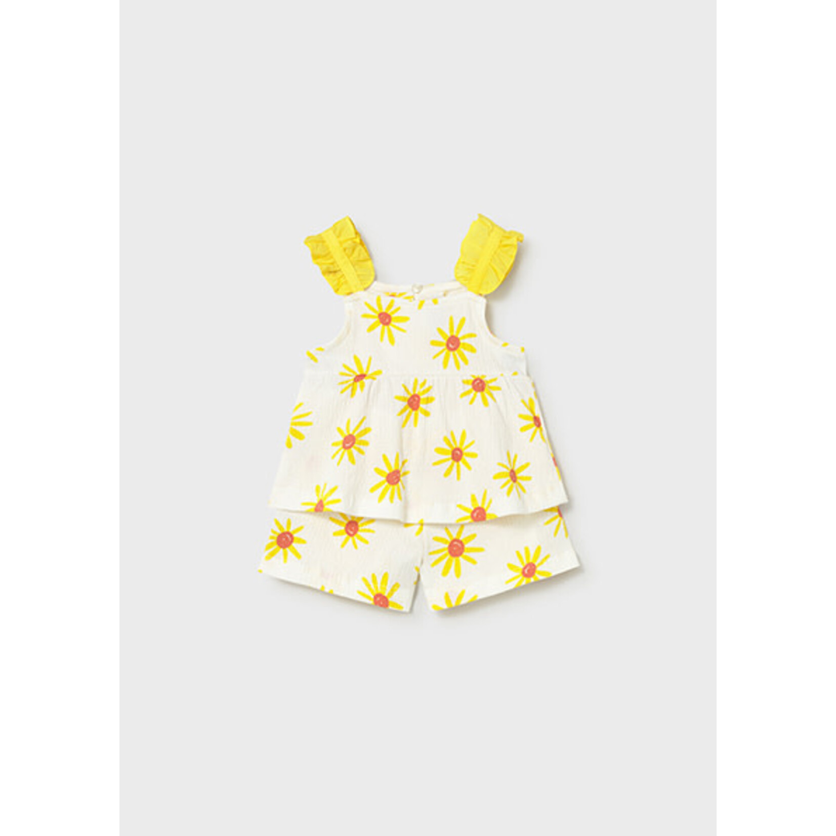 Mayoral MAYORAL - 2-piece set - Camisole with ruffled straps and lightweight white floral print shorts