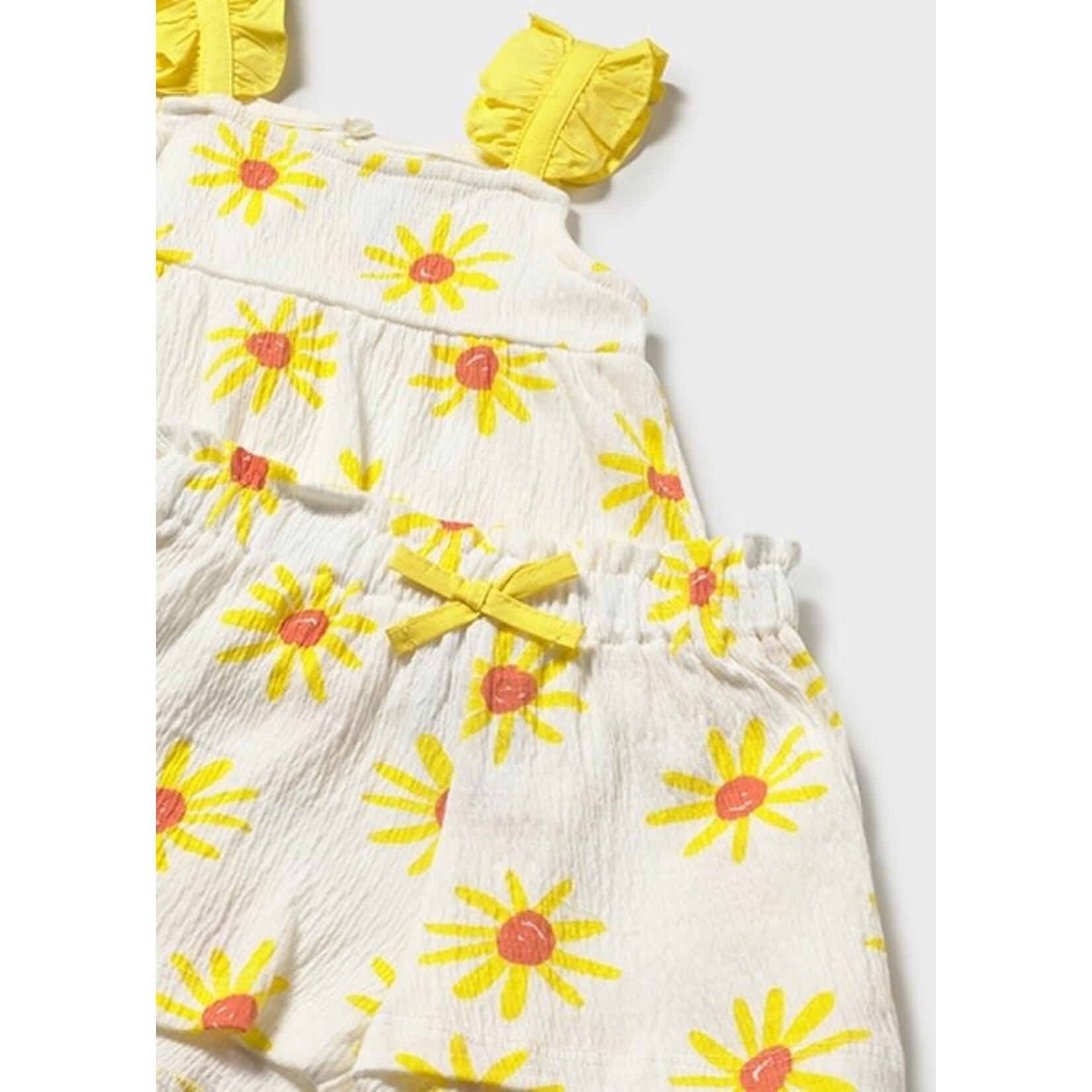 Mayoral MAYORAL - 2-piece set - Camisole with ruffled straps and lightweight white floral print shorts