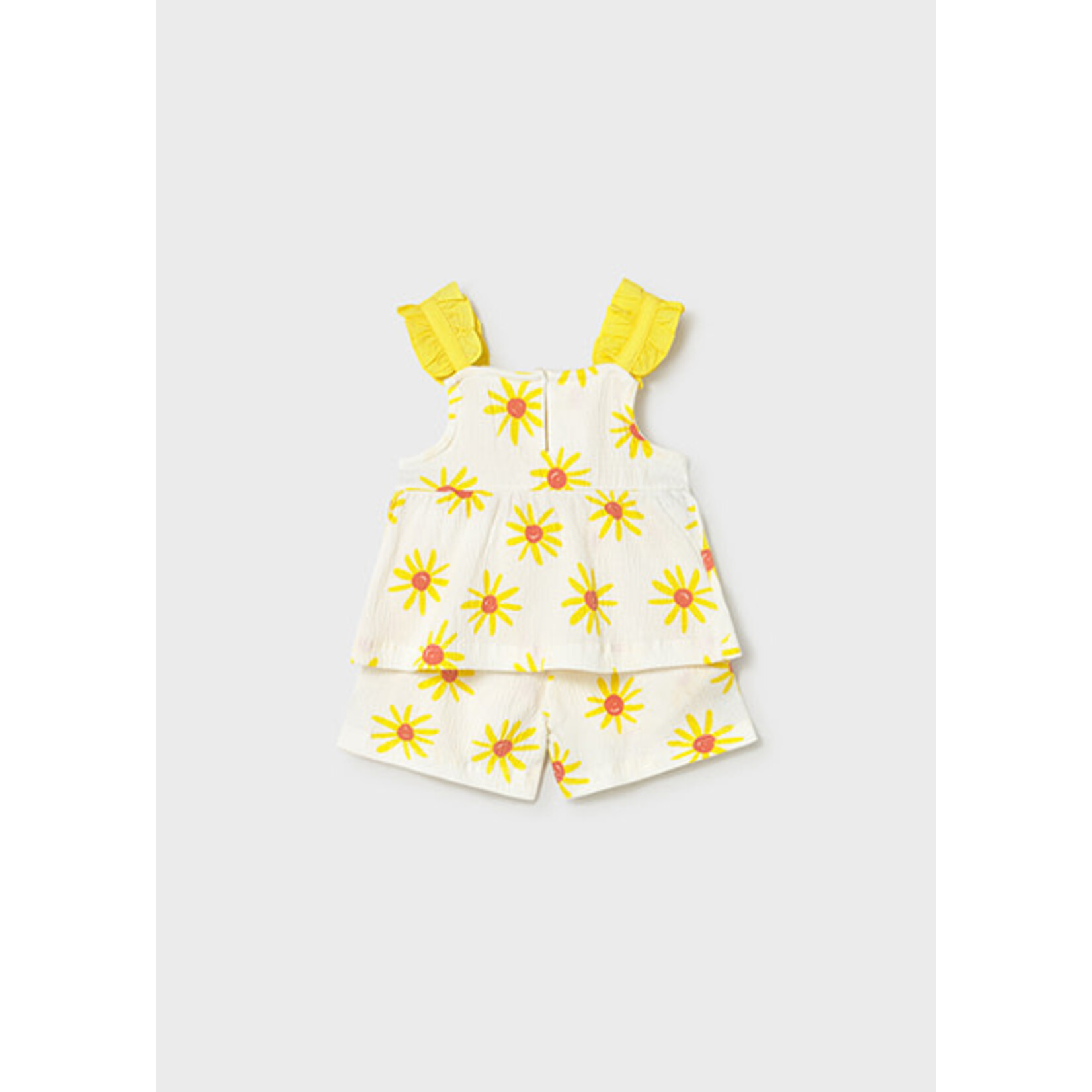 Mayoral MAYORAL - Ensemble 2 pièces - Camisole à bretelles à volants et short léger blanc à motif de fleurs