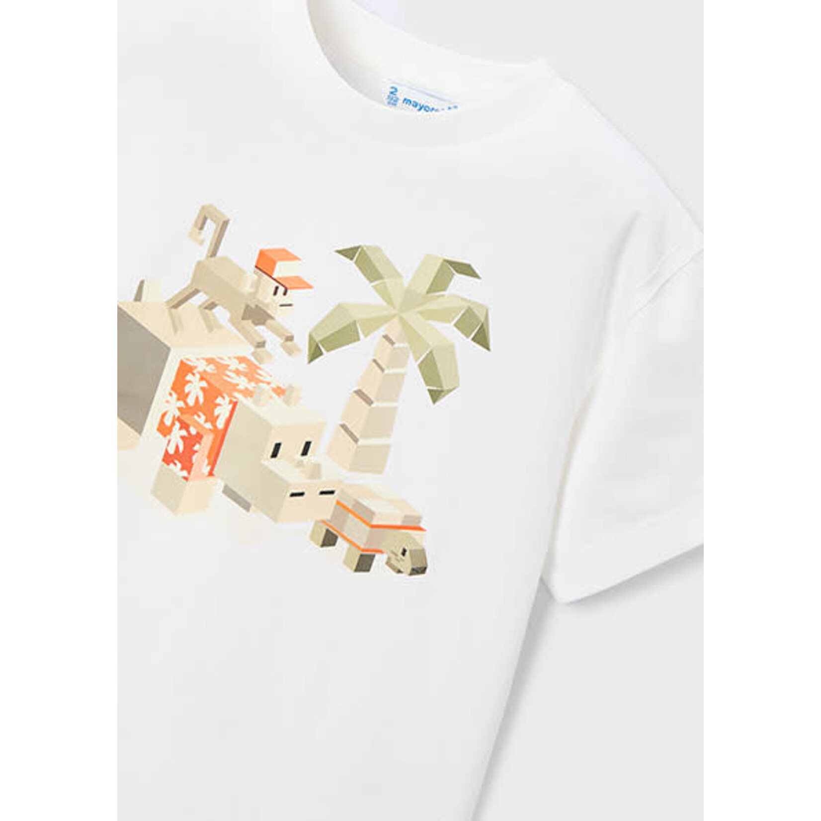 Mayoral MAYORAL - 3-piece set - Two short-sleeved t-shirts with a cubic savannah animal print and one orange short