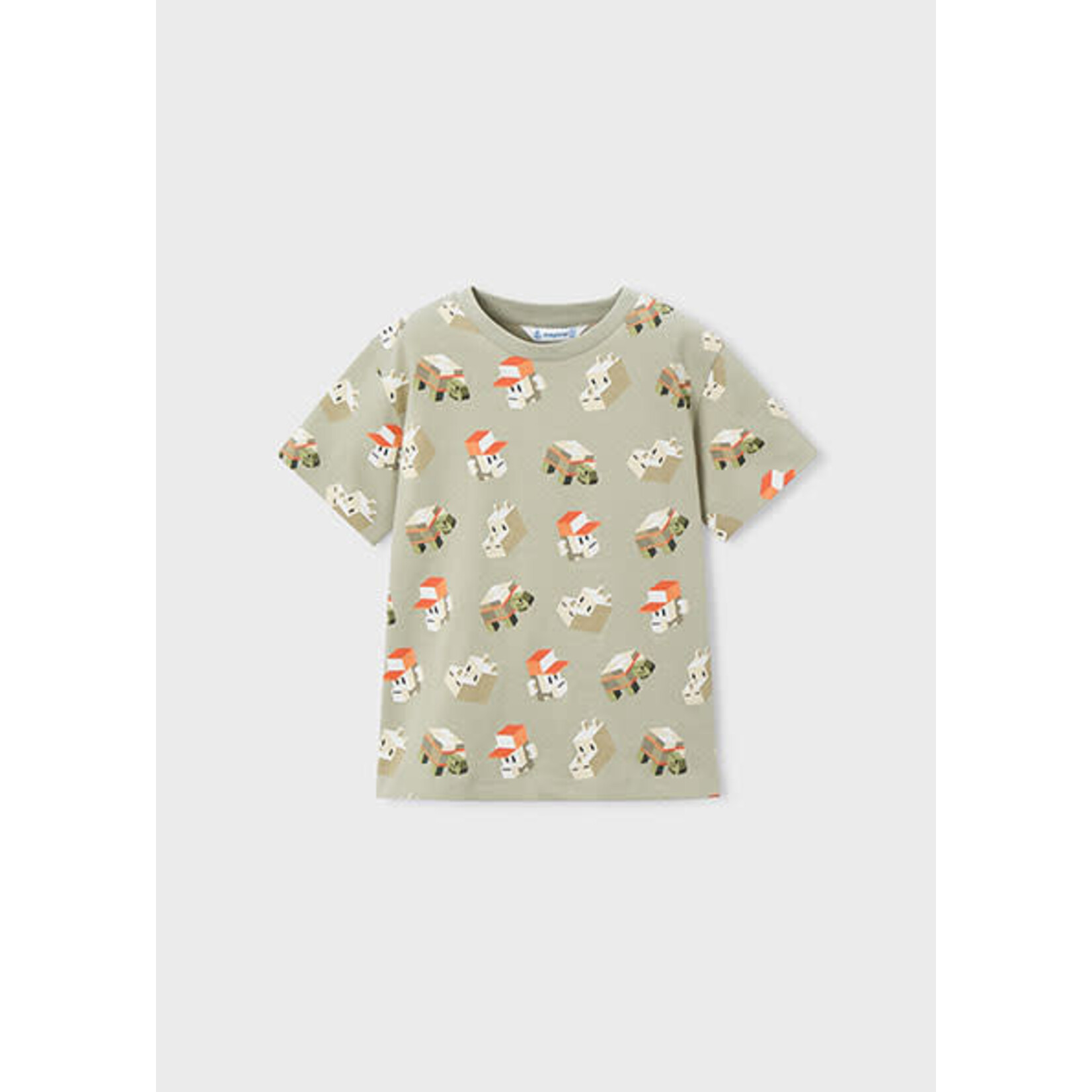 Mayoral MAYORAL - Ensemble 3 pièces - Deux t-shirt à manches courtes avec imprimé d'animaux de la savane cubique et un short orange