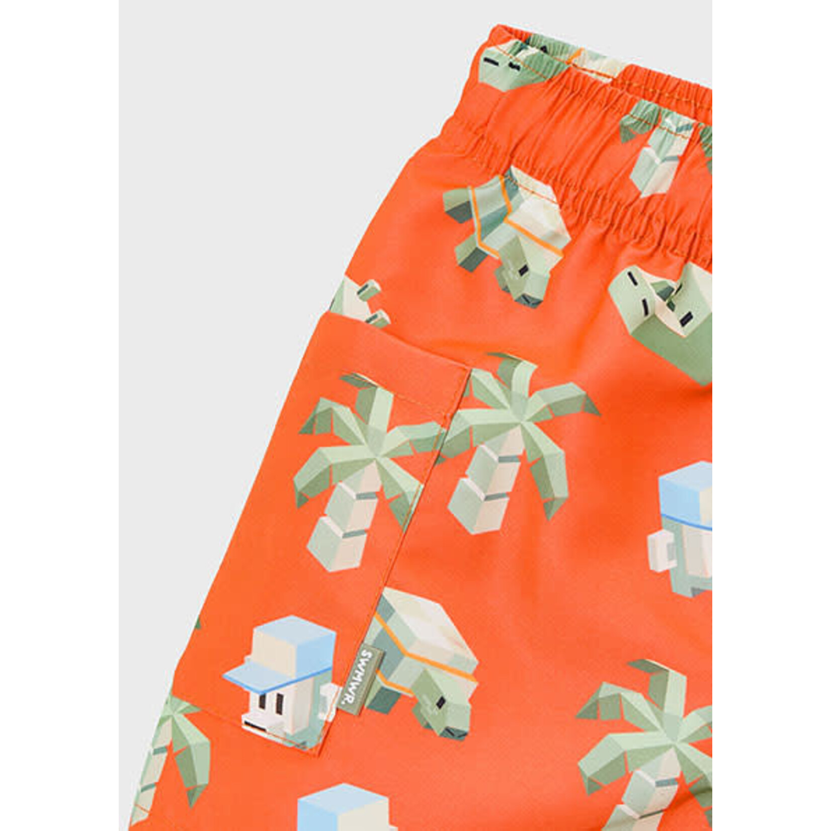 Mayoral MAYORAL - Red Swimsuit Shorts with Cube Shaped Animals