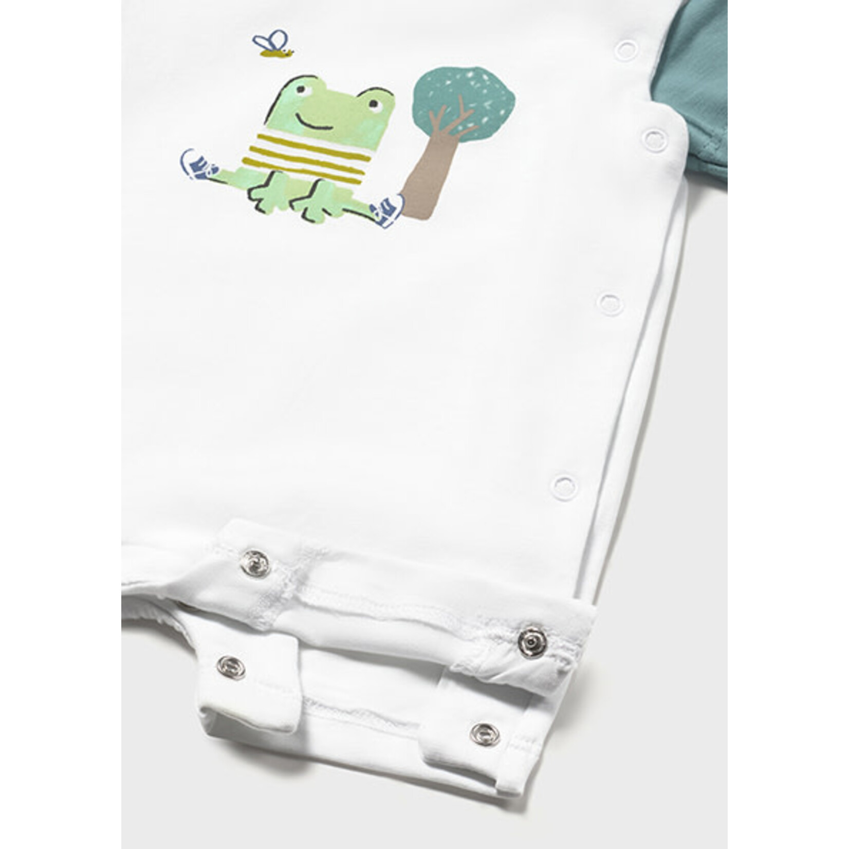 Mayoral MAYORAL - White onesie with a print of a frog sitting next to a tree