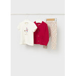 Mayoral MAYORAL - 3 Piece Set - Red Cardigan, T-Shirt and Leggings with Seagull Print