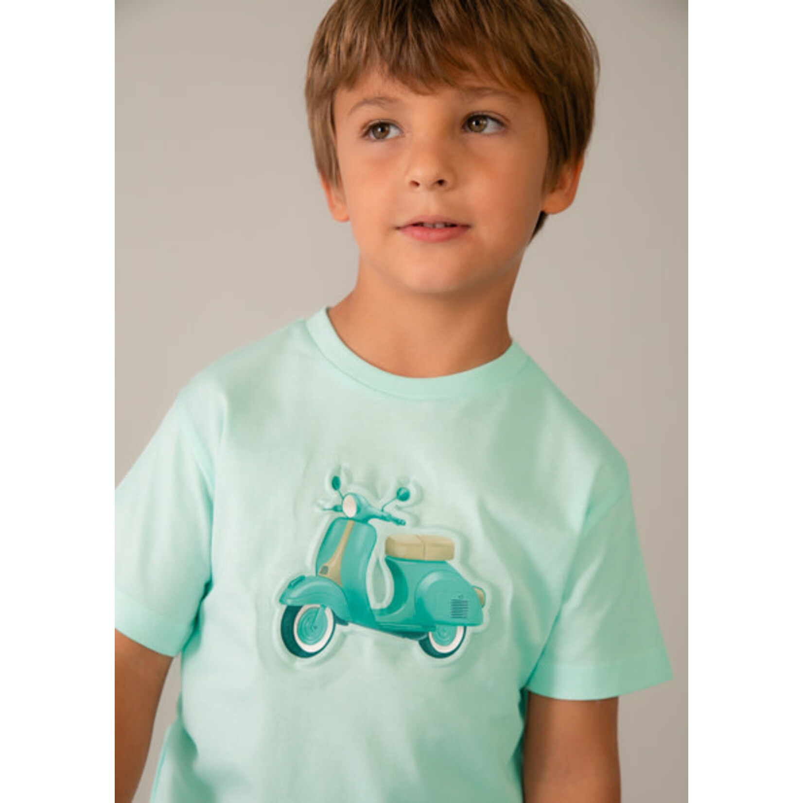 Mayoral MAYORAL - Mint green T-shirt with a embossed Vespa