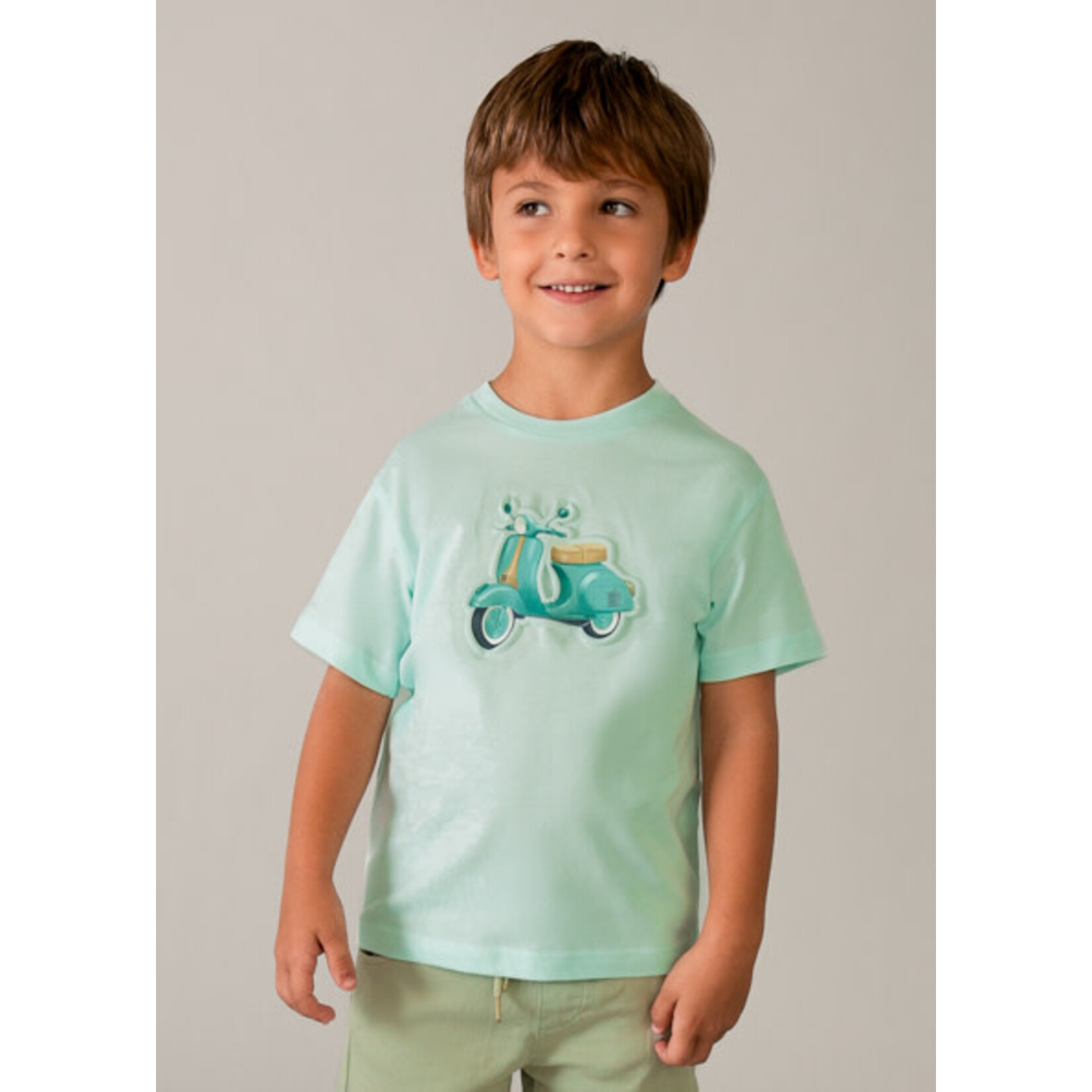 Mayoral MAYORAL - T-shirt vert menthe avec une vespa en relief