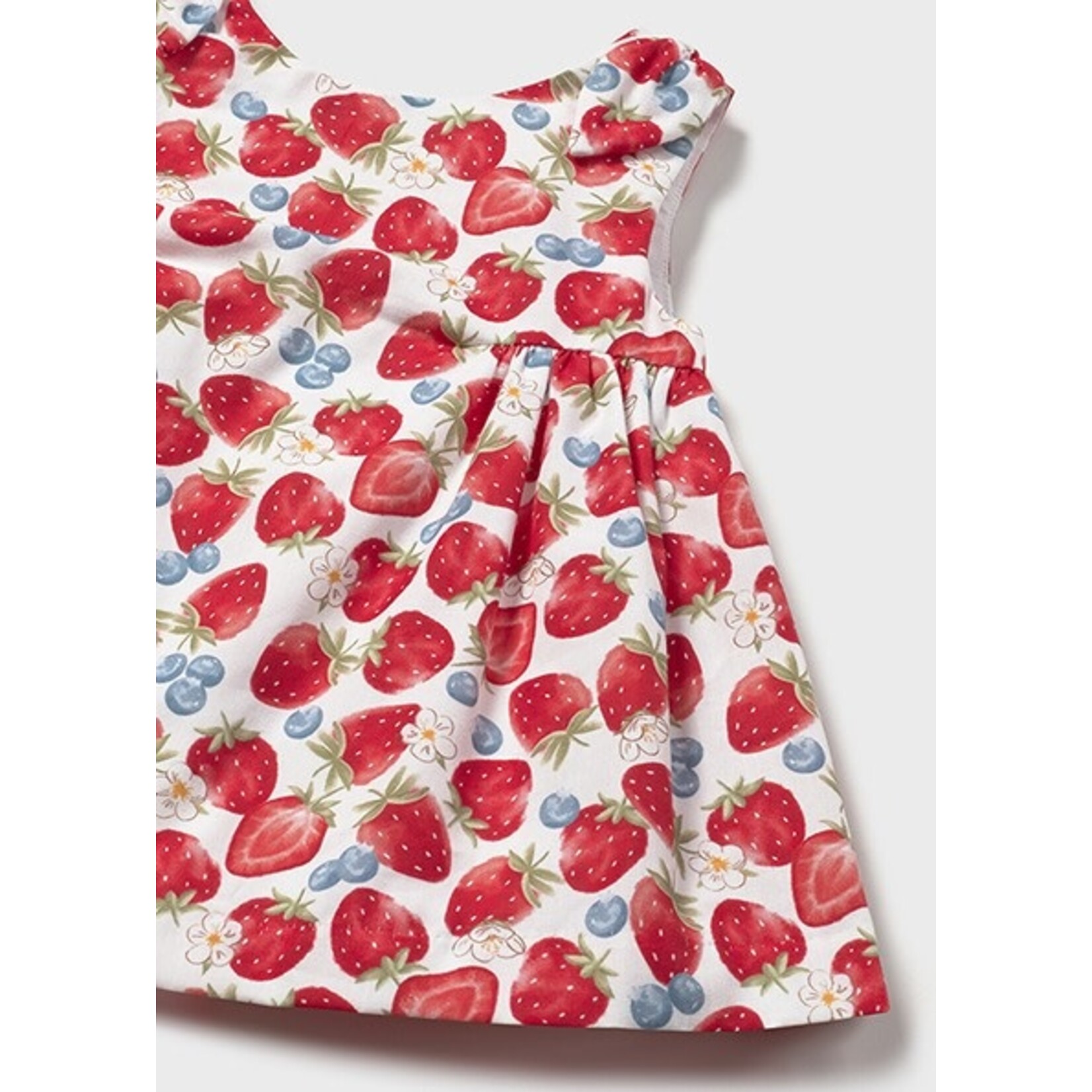 Mayoral  MAYORAL - White dress with strawberry and blueberry print