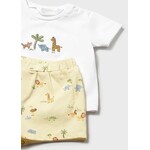 Mayoral MAYORAL - 2-piece set - White T-shirt with animal embroidery and yellow shorts with animal print