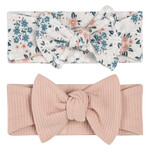 Petit Lem ETIT LEM - Ensemble de 2 bandeaux à noeud - vieux rose côtelé et beige à motif de fleurs