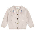 Petit Lem PETIT LEM - Beige knitted cardigan with tulip embroidery