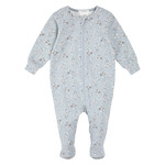 Petit Lem PETIT LEM - Pyjama de bébé bleu pâle avec imprimé de fleurs blanches