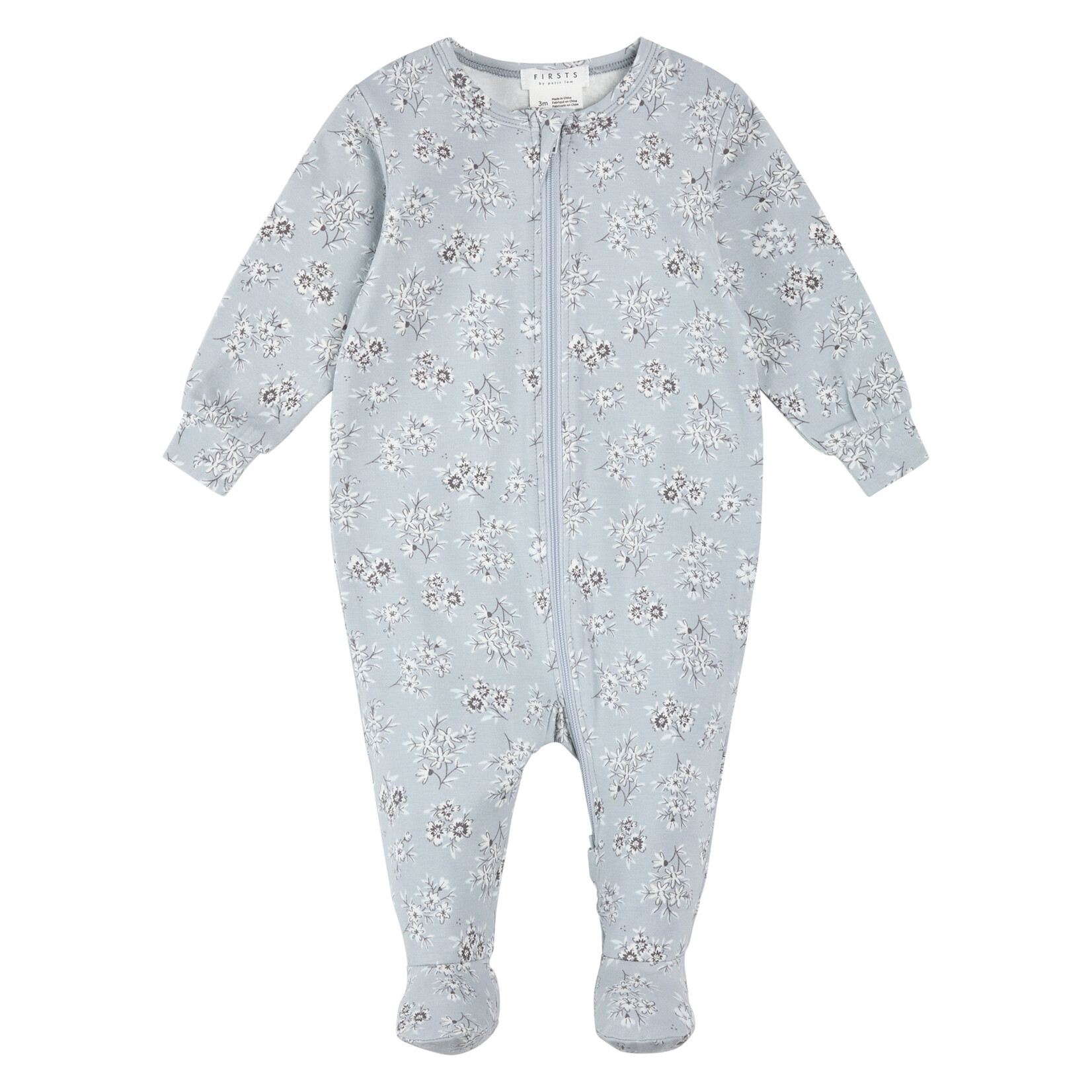 Petit Lem PETIT LEM - Pale blue baby pyjamas with white floral print