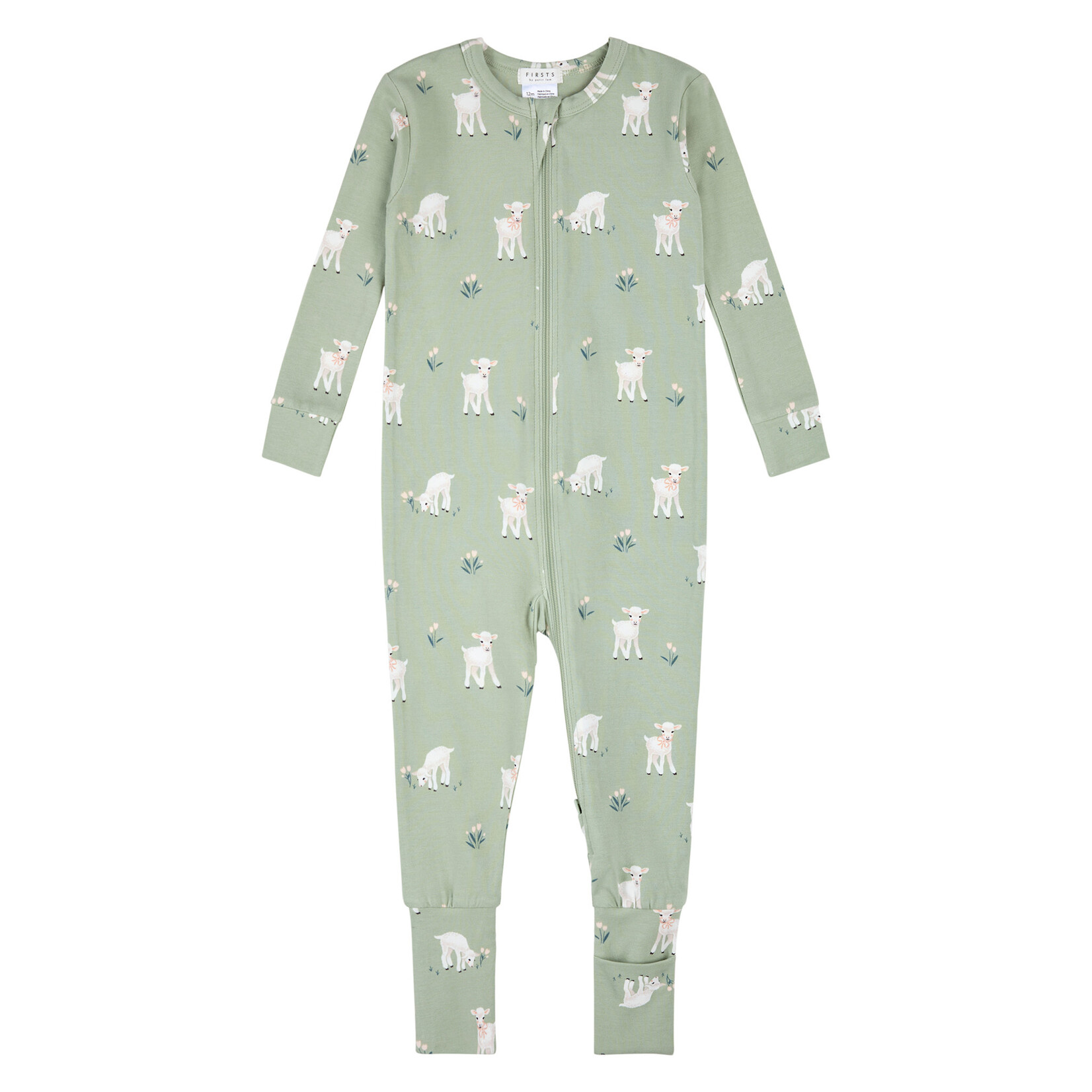 Petit Lem PETIT LEM - Turquoise baby pyjamas with lamb print