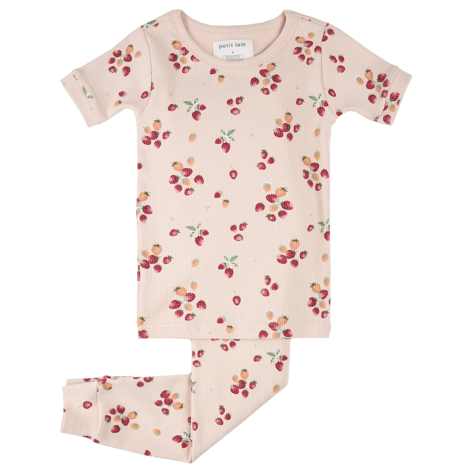 Petit Lem PETIT LEM - Ensemble pyjama rose à imprimé fraises avec boucles