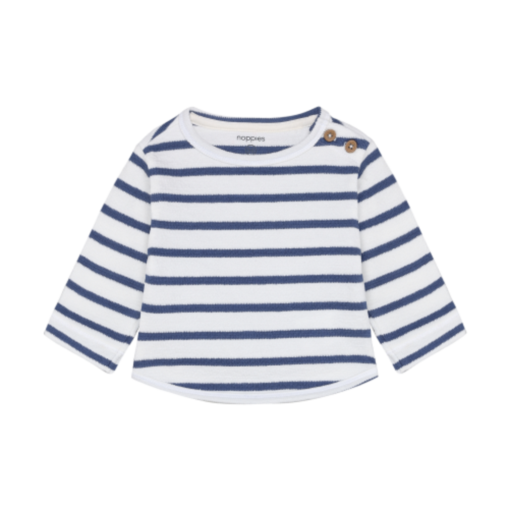 Noppies NOPPIES - Long Sleeve T-Shirt with Blue Stripes and Buttons on the Shoulder
