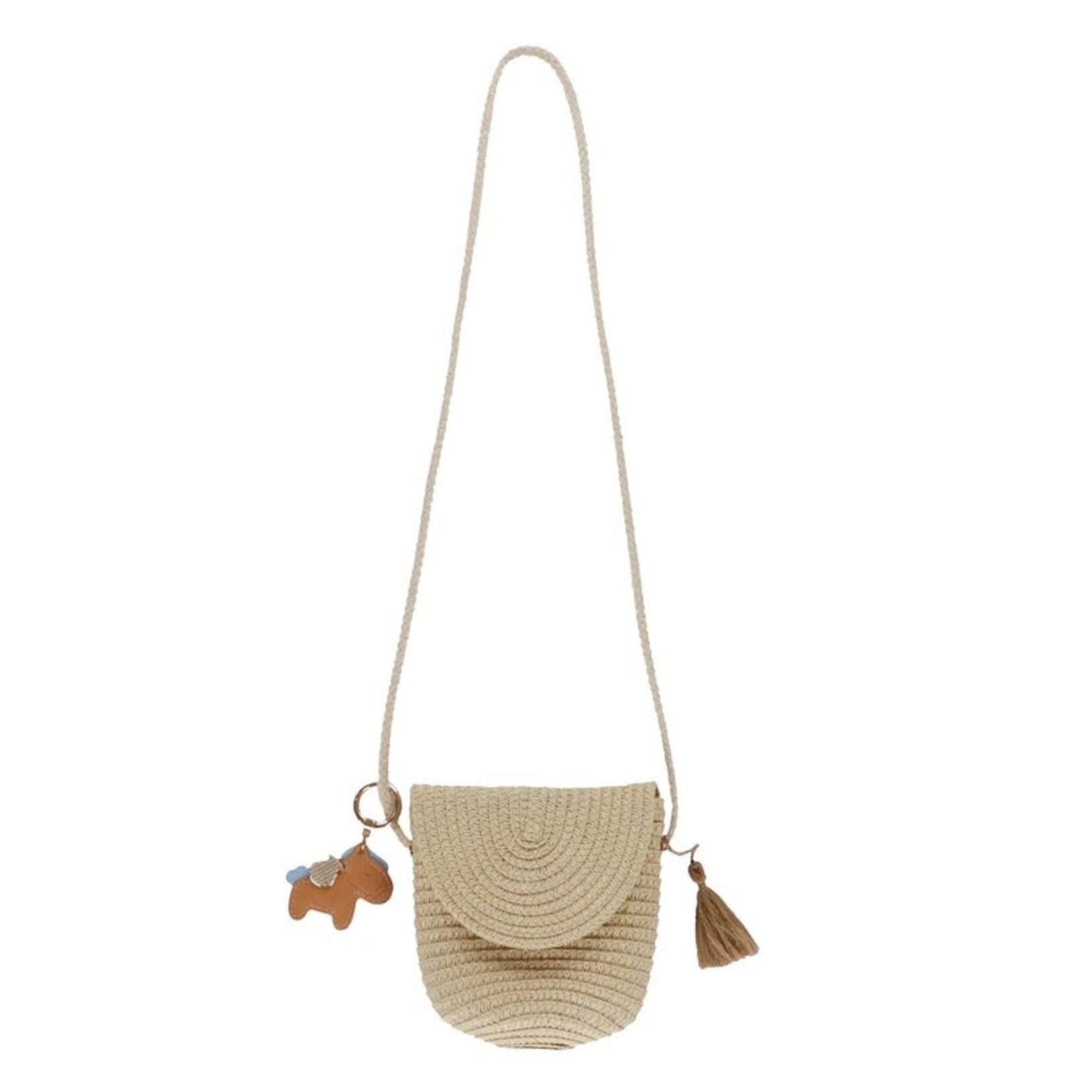 Nanö NANÖ - Sac à bandoulière beige avec un porte-clé cheval 'Le club des cowgirls'