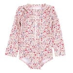Nanö NANÖ - Pale pink one-piece UV swimsuit with long sleeves and floral print