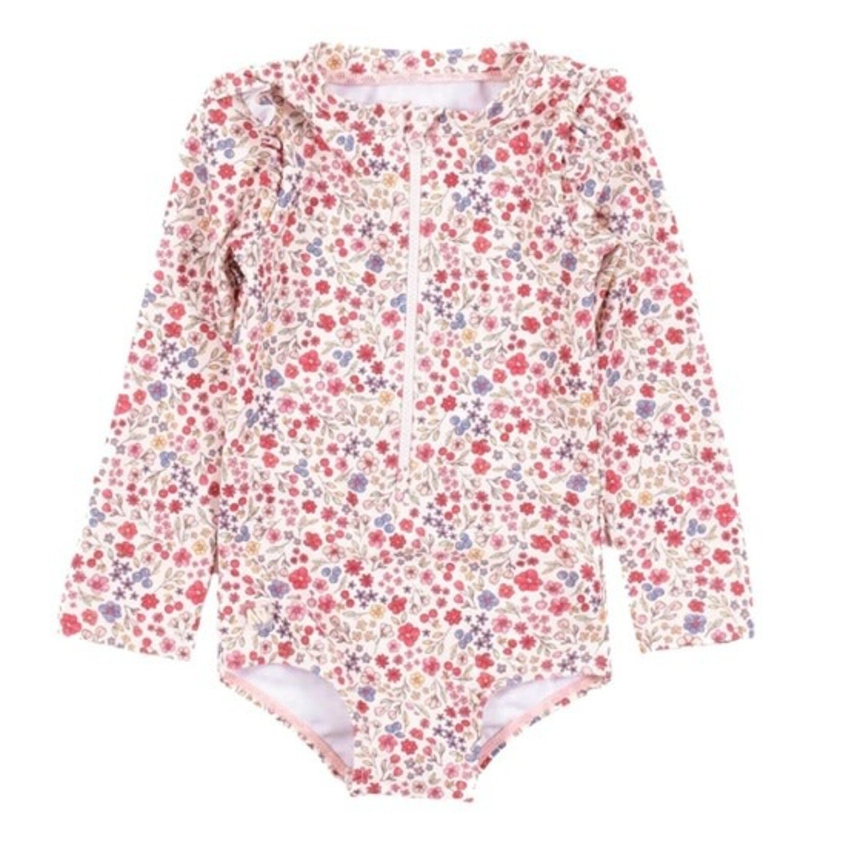 Nanö NANÖ - Maillot UV une-pièce rose pâle à manches longues avec imprimé floral