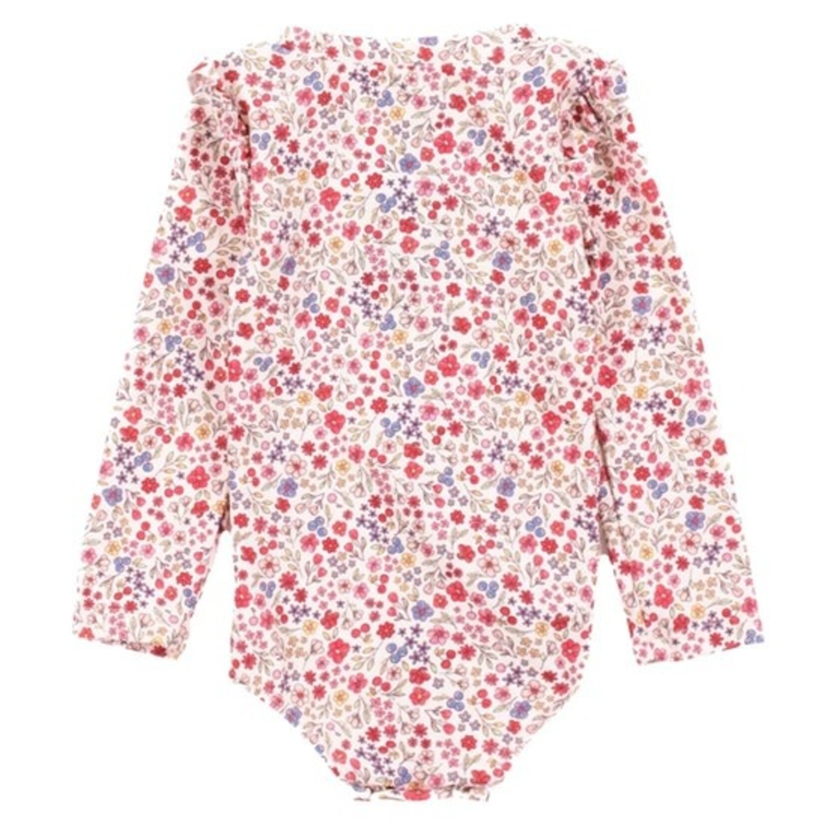 Nanö NANÖ - Pale pink one-piece UV swimsuit with long sleeves and floral print
