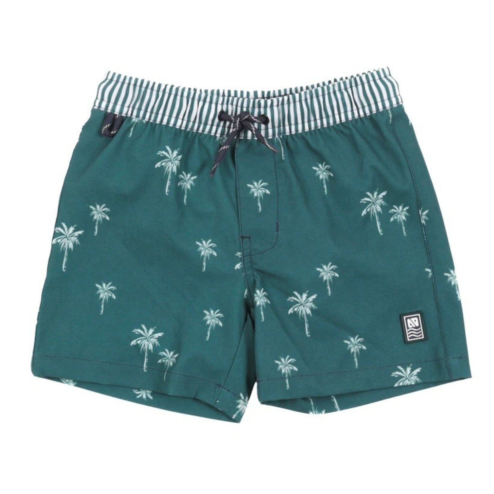 Nanö NANÖ - Short de maillot UV vert forêt avec palmiers avec poche rayée