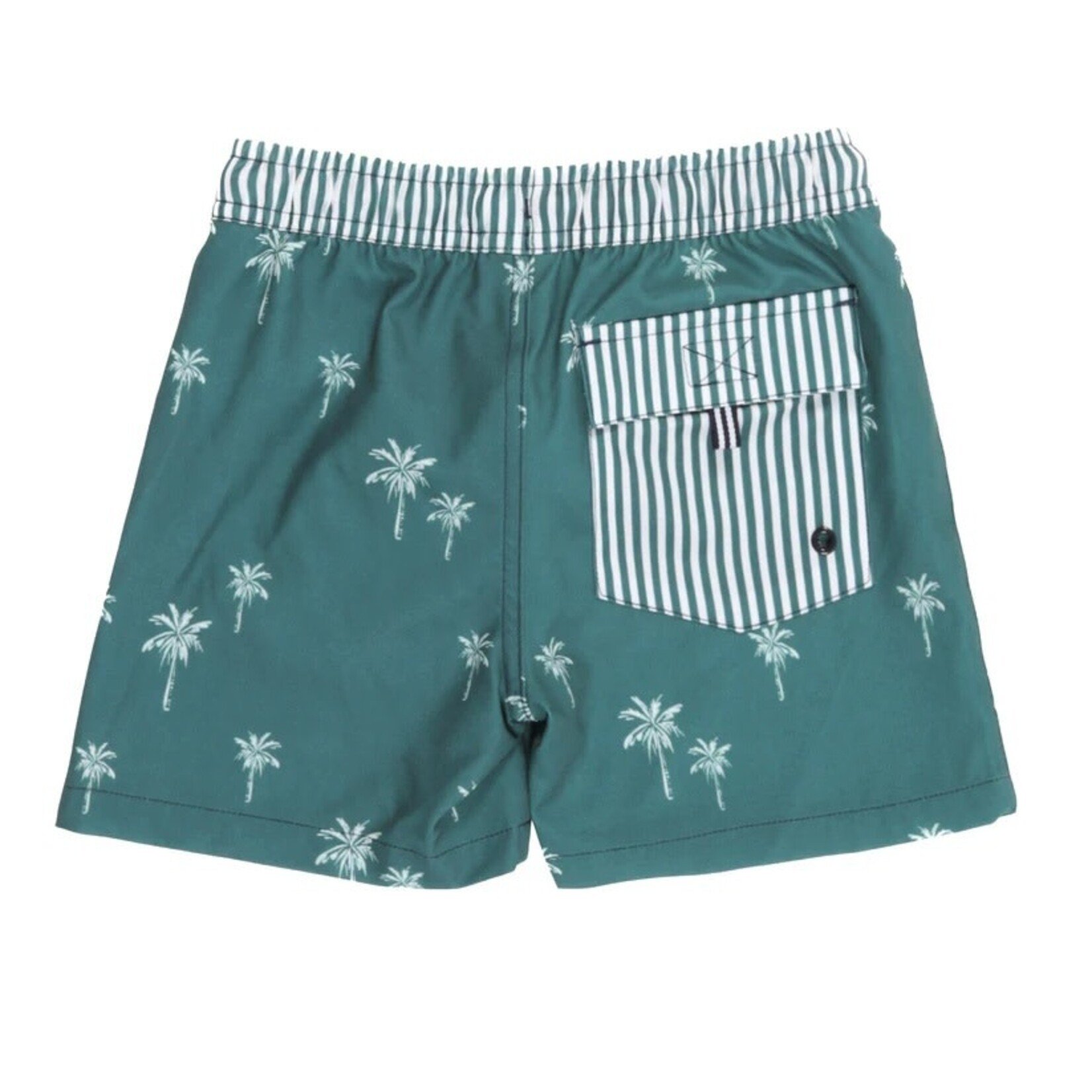 Nanö NANÖ - Short de maillot UV vert forêt avec palmiers avec poche rayée