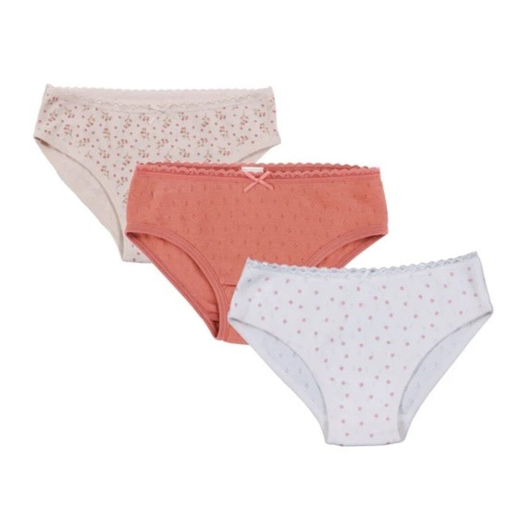 Nanö NANÖ - Set of 3 pointelle underwear 'Flowers - Ivory - White - Pink'