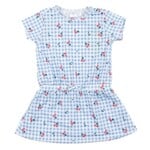 Nanö NANÖ - Robe vichy bleu et blanc à manches courtes avec imprimé de cerises