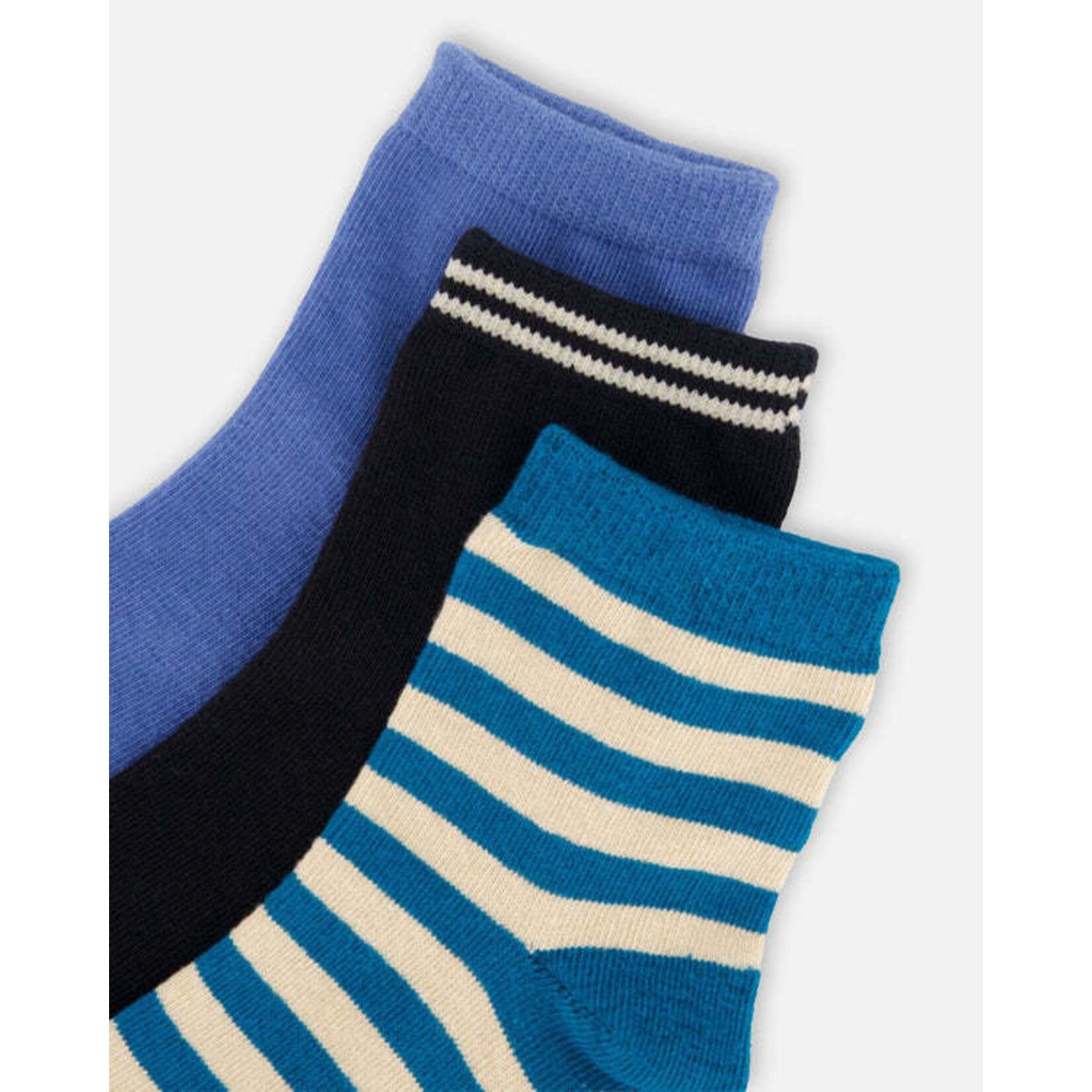 Deux par Deux DEUX PAR DEUX - Lot de chaussettes (3 paires) sarcelle rayé