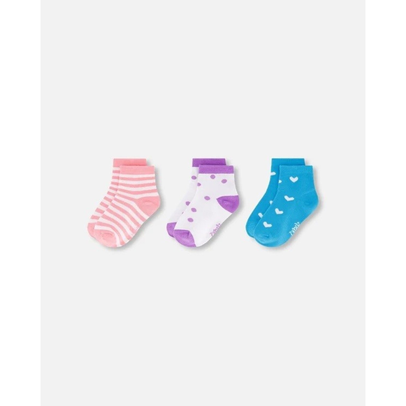 Deux par Deux DEUX PAR DEUX - Socks (3 Pairs) Striped Pink