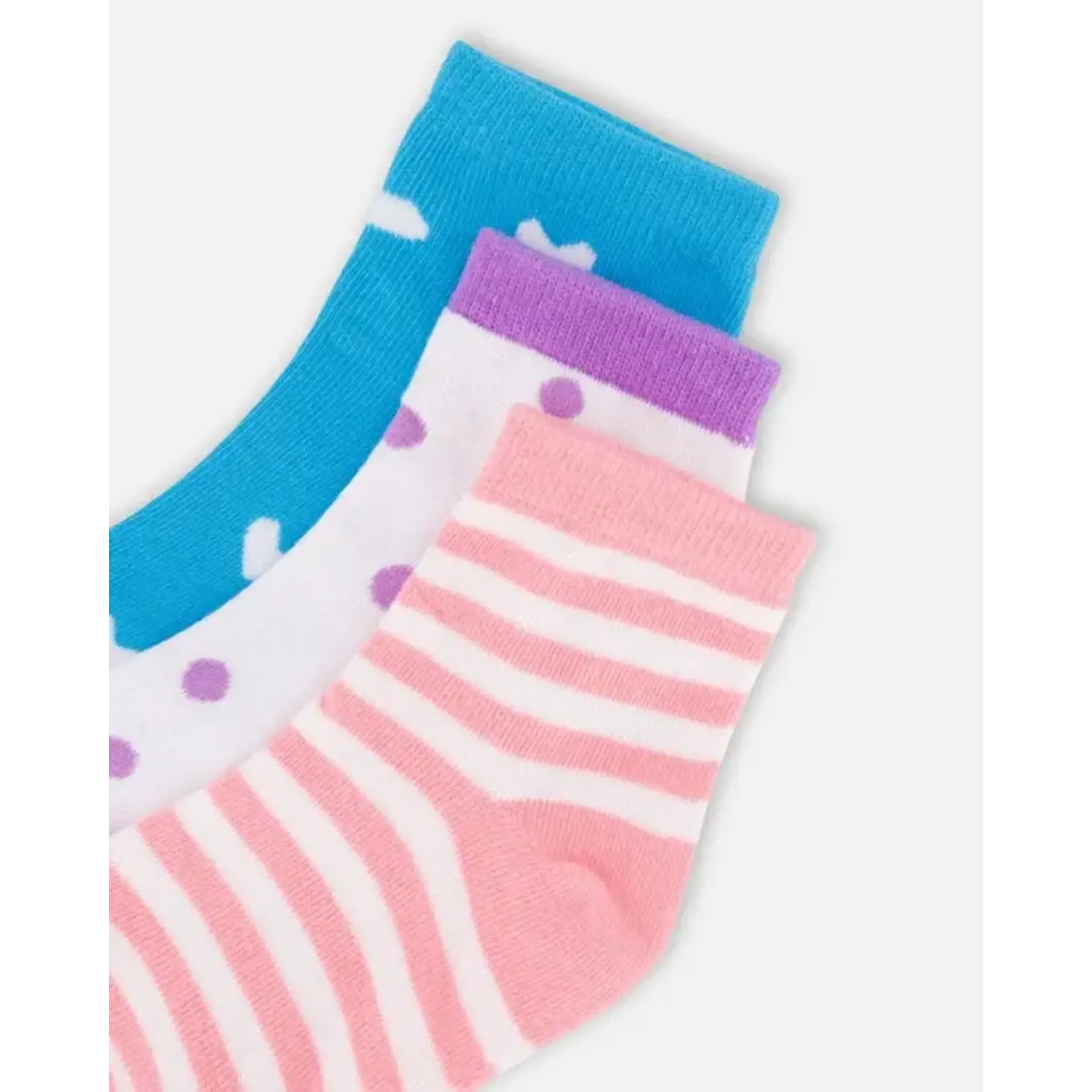 Deux par Deux DEUX PAR DEUX - Socks (3 Pairs) Striped Pink